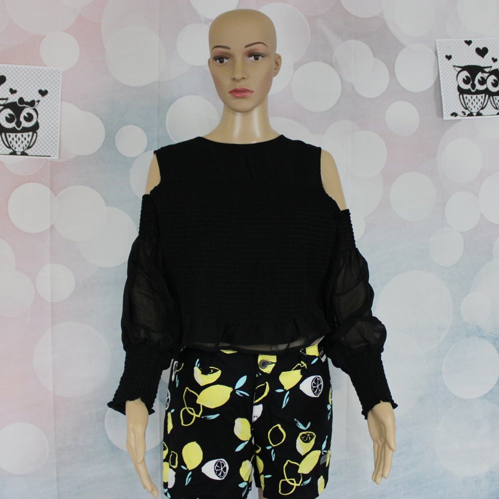 Bebe Smocked Cold Shoulder Top